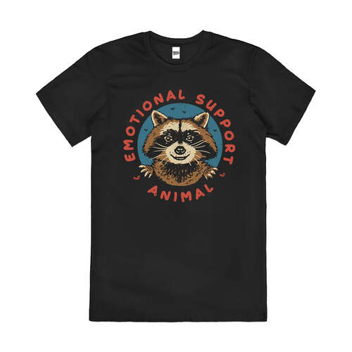 Emotional Trash Funny Raccoon Scavenger Cotton T-Shirt Black Size 2XL