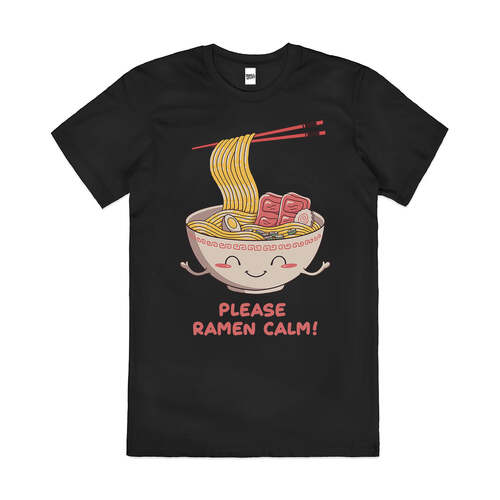 Please Ramen Calm Japanese Noodles Soup Cotton T-Shirt Black Size 2XL