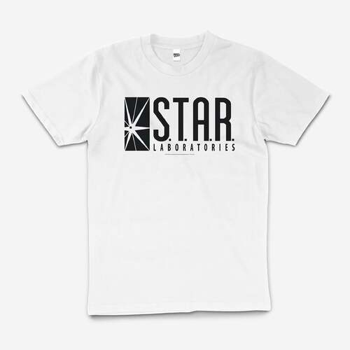 Dc Comics The Flash Star Laboratories Cotton T-Shirt White Size 2XL