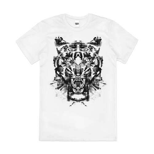 Roarschach Artsy Lion Artistic Sketch Cotton T-Shirt White Size 2XL