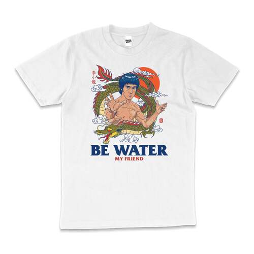 Bruce Lee Be Water Kung Fu Motivational Cotton T-Shirt White Size 2XL