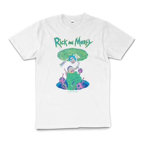 Rick and Morty Statues Cartoon Licensed Cotton T-Shirt White Size 2XL