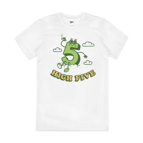 High Five Funny Stoner Weed Parody Pun Cotton T-Shirt White Size 2XL