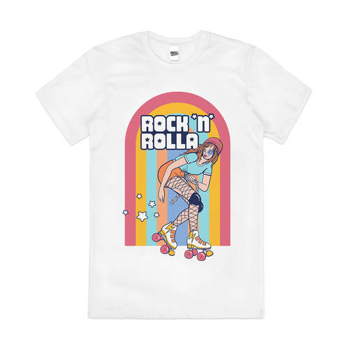 Rock N Rolla 80s Roller Skating Cotton T-Shirt White Size 2XL