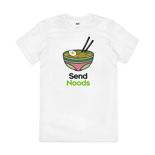 Send Noods Funny Ramen Japanese Noodles Cotton T-Shirt White Size 2XL