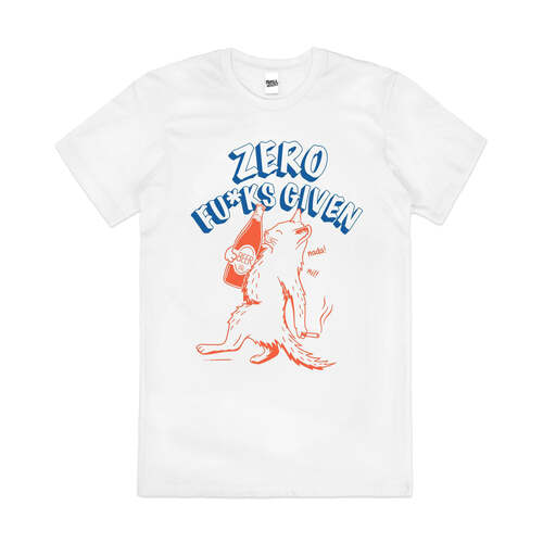 Zero F*cks Given Funny Rude Cat Slogan Cotton T-Shirt White Size 2XL