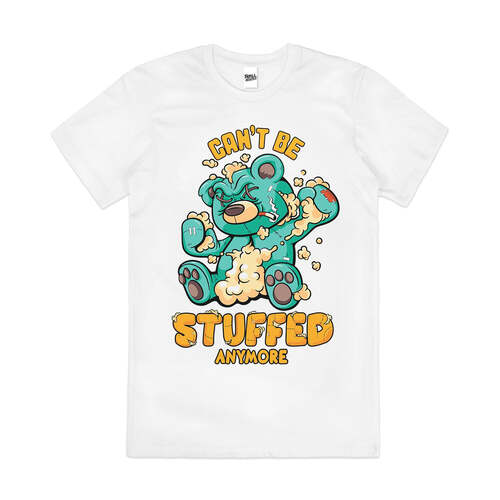 Can't Be Stuffed Anymore Funny Mood Cotton T-Shirt White Size 2XL