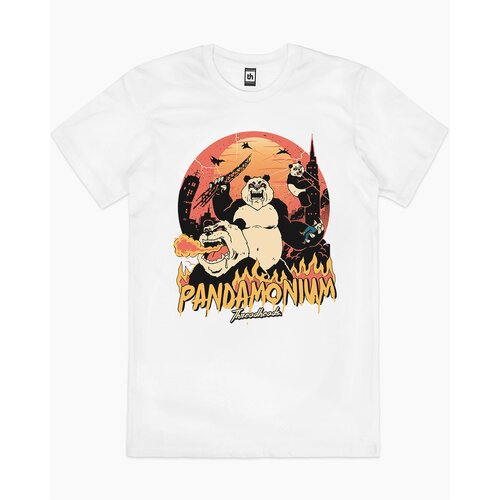 Pandamonium Panda Bear Monster Attack Cotton T-Shirt White Size 2XL