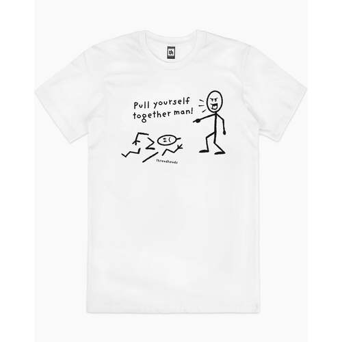 Pull Yourself Together Man Funny Slogan Cotton T-Shirt White Size 2XL