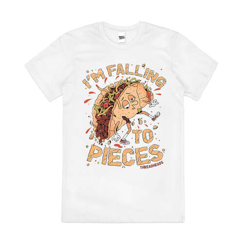 Falling to Pieces Funny Parody Slogan Cotton T-Shirt White Size 2XL