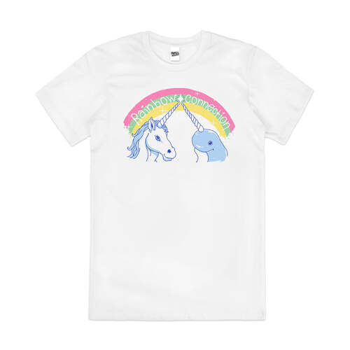 Rainbow Narwhal Unicorn Mythical Animal Cotton T-Shirt White Size 2XL