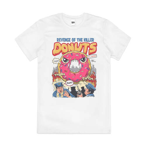 Revenge of the Killer Donuts Snack Cotton T-Shirt White Size 2XL