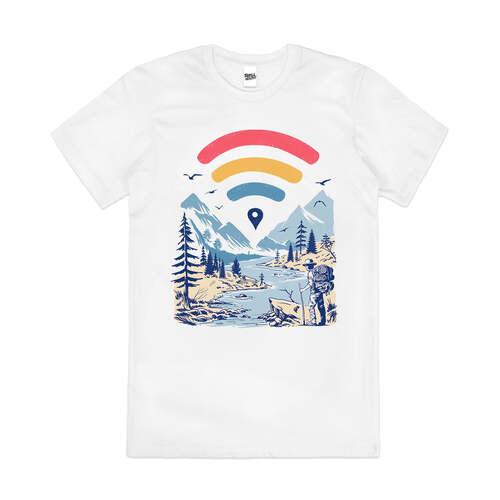 Internet Explorer Artsy Fishing Wi-Fi Cotton T-Shirt White Size 2XL