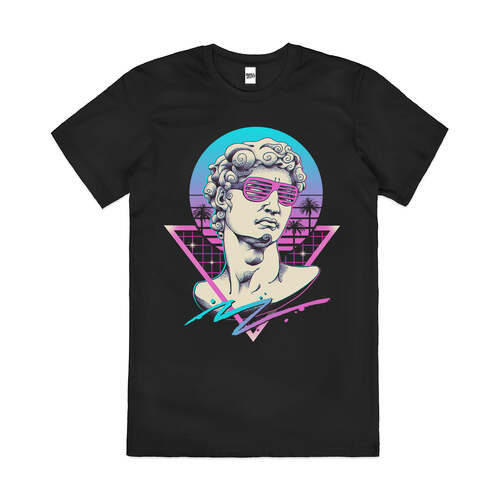 Vapour Swag 80s Inspired Neon Design Cotton T-Shirt Black Size 3XL