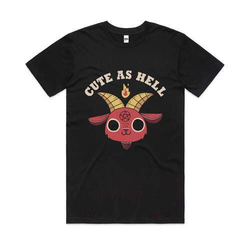 Cute As Hell Funny Humour Slogan Parody Cotton T-Shirt Black Size 4XL