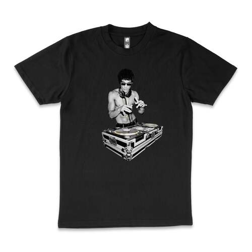 DJ Bruce Lee Movie Wing Chung Karate Cotton T-Shirt Black Size 4XL