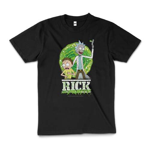 Rick and Morty Splatter Funny Licensed Cotton T-Shirt Black Size 4XL