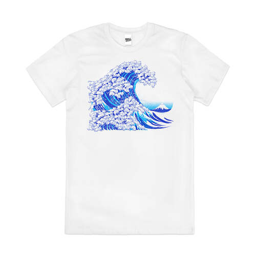 Kanagawa Cat Great Wave Japanese Art Cotton T-Shirt White Size L