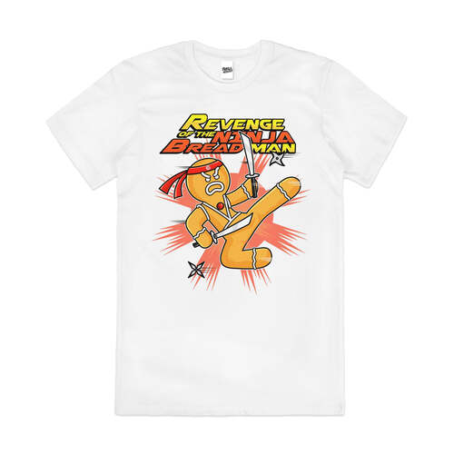 Revenge of The Ninja Bread Man Graphic Cotton T-Shirt White Size S