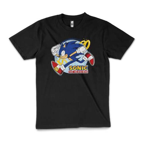 Sonic The Hedgehog SEGA 90s Game Vintage Cotton T-Shirt Black Size XL