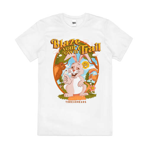 Blaze Your Own Trail Funny Weed Slogan Cotton T-Shirt White Size XL