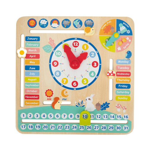 Tooky Toy My Forest Friend Kids Wooden Calendar With Adjustable Tabs 3Y+