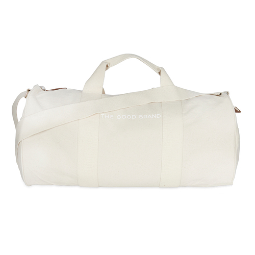 The Good Brand Recycled Cotton Duffle Bag w/ Straps Ecru