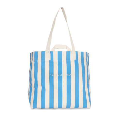 The Good Brand Women's Cotton Leisure Tote Bag 45x65cm - Bright Blue Stripe