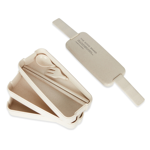 The Good Brand Reusable Wheat Straw Bento Box - Natural