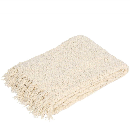 Belle Abbey Cotton Throw Blanket Rectangle 130x170cm - Natural