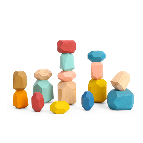 Tooky Toy Wooden Stacking Stone Blocks