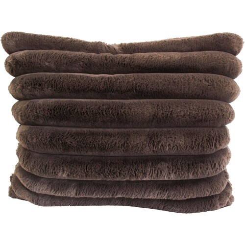 LVD 55cm Polyester Puffer Faux Fur Double-Sided Cushion Chocolate