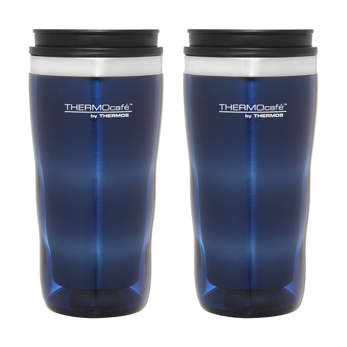 2x 470ml THERMOcafe Stainless Steel Inner, Plastic Outer Travel Tumbler Blue 