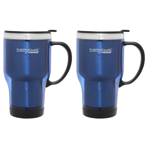 2x 470ml THERMOcafe Stainless Steel Inner, Plastic Outer Travel Mug Blue