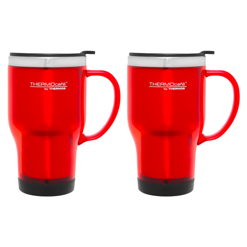 2x 470ml THERMOcafe Stainless Steel Inner, Plastic Outer Travel Mug Red 