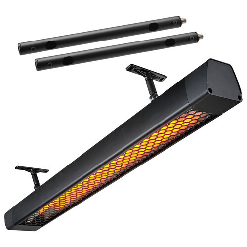 Heatstrip 3200W Intense Electric Heater & 2pc 30cm Ext Mount Poles Black