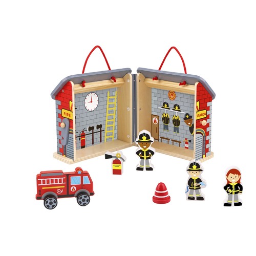 Tooky Toy Fireman Playset With Carry Box