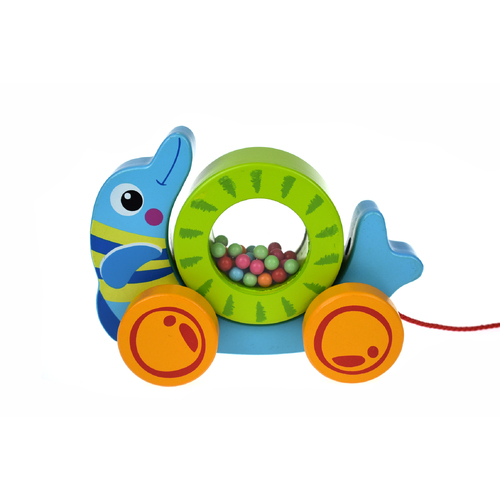 Tooky Toy Pull Along Rolling Dolphin With Beads