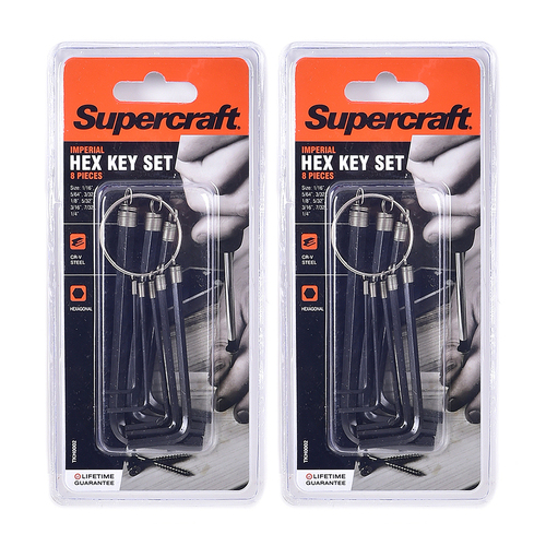 2x 8pc Supercraft Allen Key Imperial 1/16"-1/4" Sizes Set