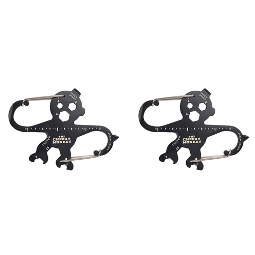 2PK Trixie & Milo The Cheeky Monkey Carabiner & Multi-Tool 9x6.5cm - Black