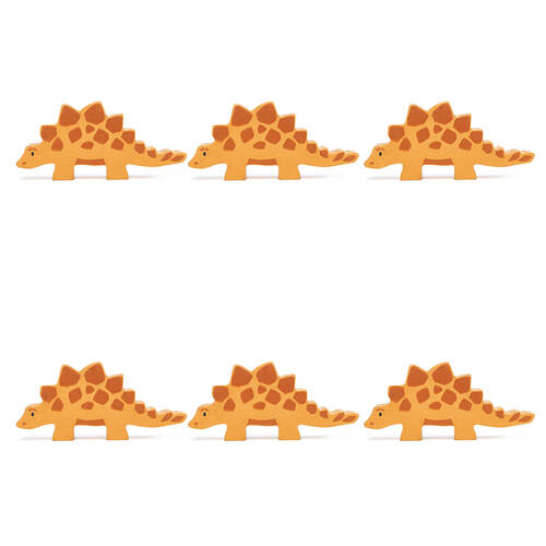 6pc Tender Leaf Toys Stegosaurus Wooden Dinosaur Set Kids 3y+