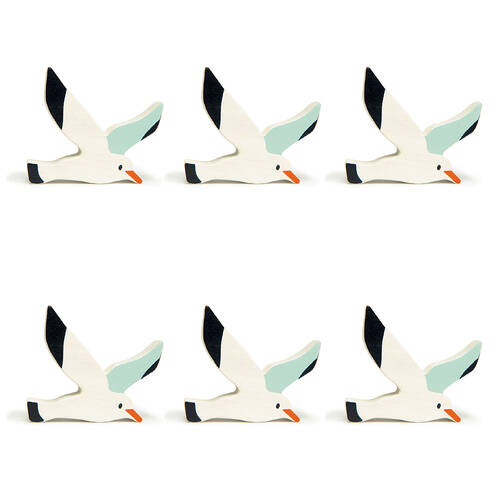 6pc Tender Leaf Toys Seagull Wooden Animal Set Kids 3y+