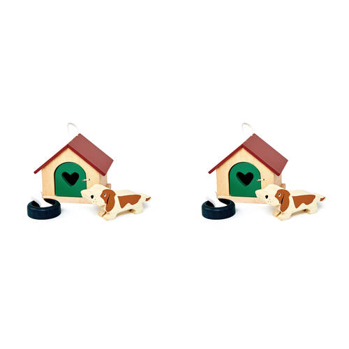 2PK Tender Leaf Toys Pet 1:12 Dog Kennel Dollhouse Accessory Set 3y+