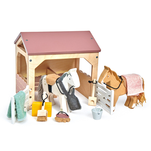 Tender Leaf Toys 19cm The Stables Animal Wooden Toy Set Kids 3y+