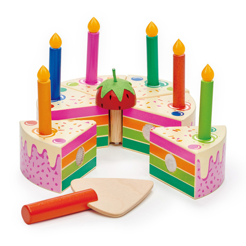 Tender Leaf Toys Rainbow Birthday Cake 13x13cm Wooden Toy 3y+