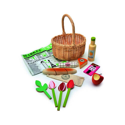 Tender Leaf Toys Wicker Shopping Basket Fun Play Pretend Toy Set 3y+