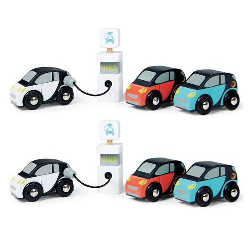 2PK Tender Leaf Toys Smart Car Set 15x8cm Wooden Toy 18m+