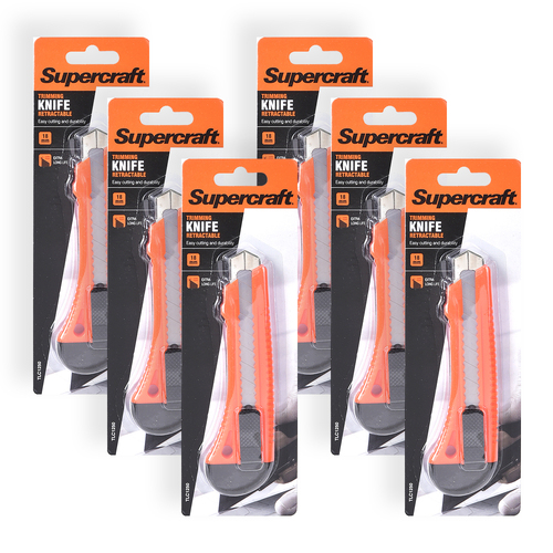 6PK Supercraft Retractable Knife Snap Blade 18mm Safety Locking