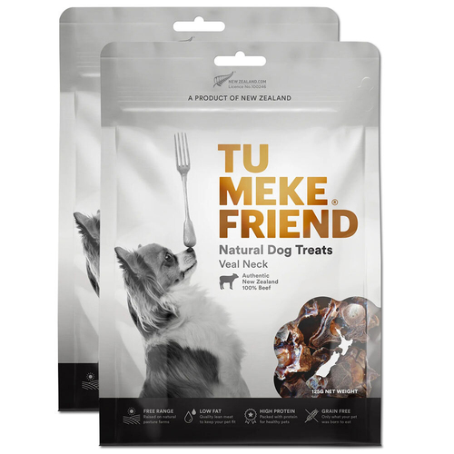 2PK Tu Meke Friend 125g Air-Dried Natural Dog Treats Veal Neck