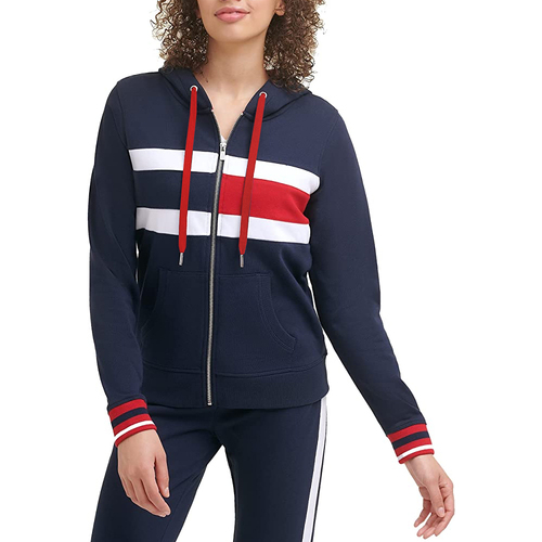 Tommy Hilfiger Size XS Women's Zip Front Hoodie Flag Colour Block